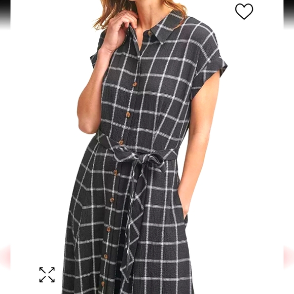 NWT Calvin Klein Gauzy windowpane shirt dress - Picture 5 of 10